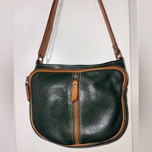 Sundance Made in Italy Genuine Leather Small Crossbody – Green & Tan